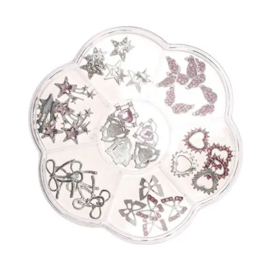 Unique Bargains 7 Grids Rhinestone Nail Supplies Pink 1 Set image {6}