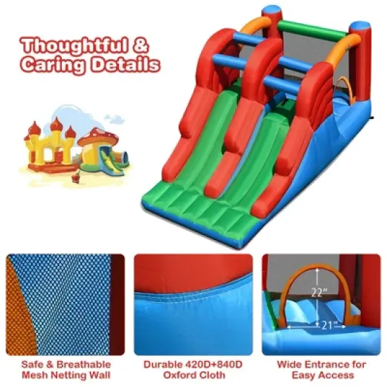 Costway Inflatable Bounce House 3-in-1 Dual Slides Jumping Castle Bouncer without Blower image {6}