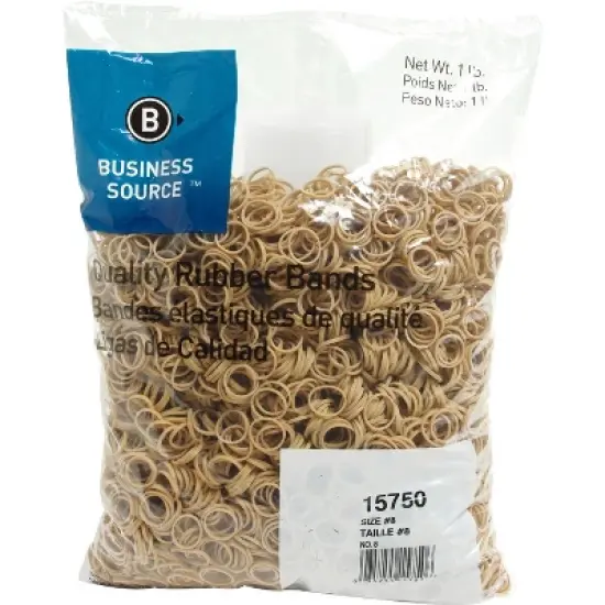 Business Source Rubber Bands Size 8 1 lb./BG 7/8"x1/16" Natural Crepe 15750 image {1}