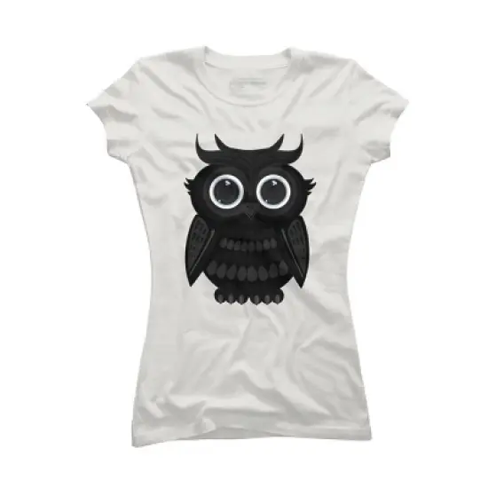 Junior's Design By Humans Black Owl By Adamzworld T-Shirt image {6}