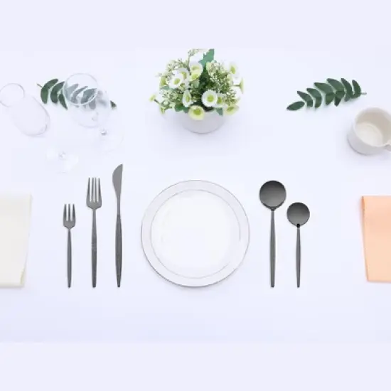 REGALWOVEN 20 Pcs Stainless Steel Mirror Polished Flatware with Knife Spoons and Forks Set, Silverware Set with Grain image {5}