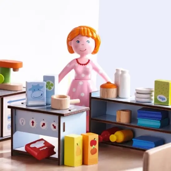 HABA Little Friends Dollhouse Kitchen Accessories - 24 Piece Set for 4" Bendy Dolls image {1}