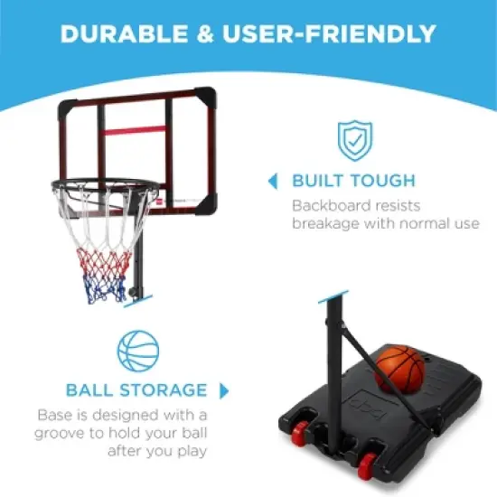 Best Choice Products Kids Height-Adjustable Basketball Hoop, Portable Game w/ 2 Wheels, Square Backboard image {3}