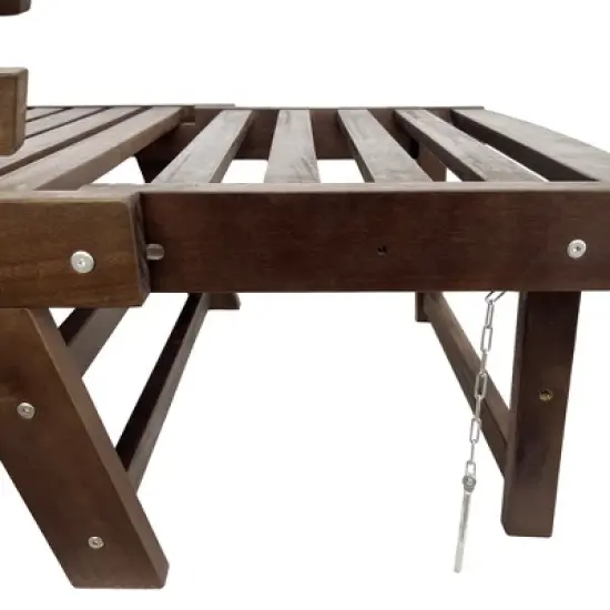 Gulches Brown Finish Patio Chaise Lounges - Adjustable Wooden Daybed Sofa with Beige Cushions image {12}