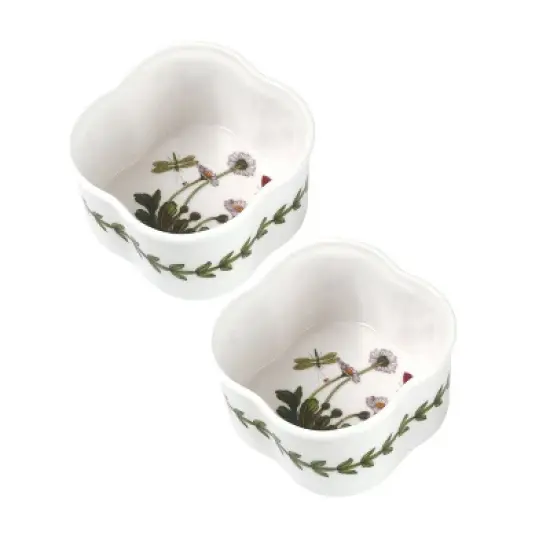 Portmeirion Botanic Garden 3.5" Scallop Ramekin (Set of 2) - Daisy Motif, Fine Porcelain Mini Bowls, Dishwasher, Microwave, Freezer, Oven Saf image {5}