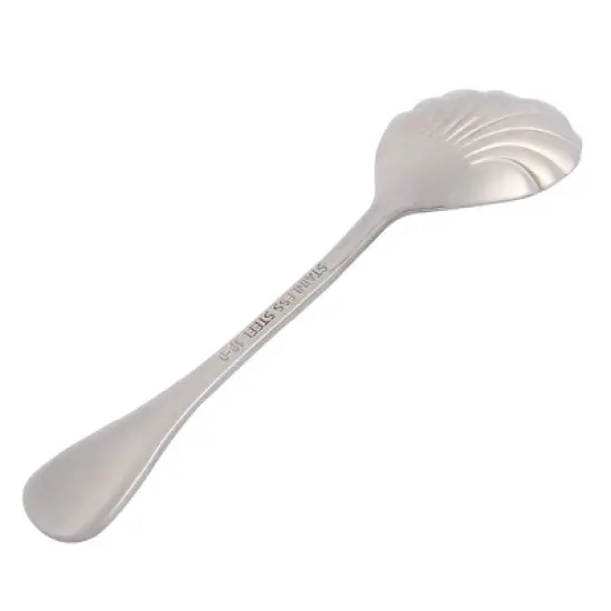 Unique Bargains Stainless Steel Household Shell-shaped Tableware Spoon Silver Tone 1 Pc image {2}