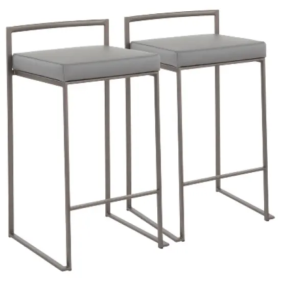 Set of 2 Fuji Industrial Stackable Counter Height Barstools - LumiSource image {9}