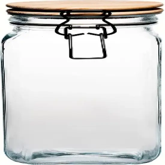 Amici Home Acadia Glass Canister with Hermetic Seal, Wood Lid, Kitchen & Pantry Storage, Set of 3, 24-42 & 60 oz. image {1}