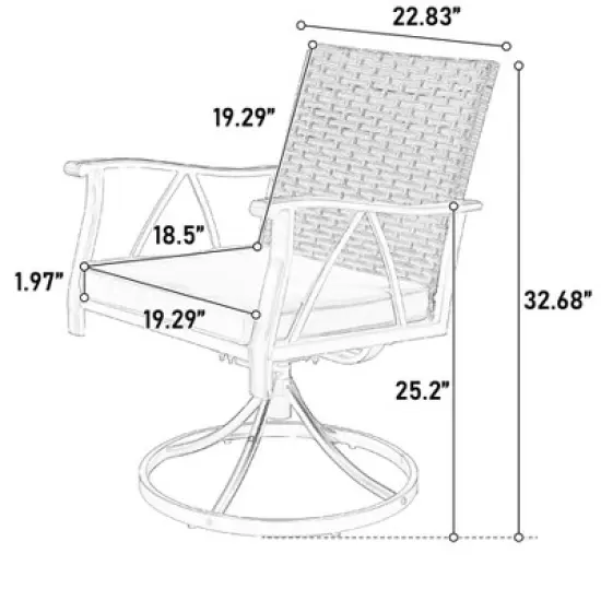 Mshliw 5-Piece Outdoor Wicker Patio Dining Set for 4, Swivel Rocking Chairs with Tabletop,Cushions, Umbrella Hole for Garden, Backyard, and Poolside image {5}