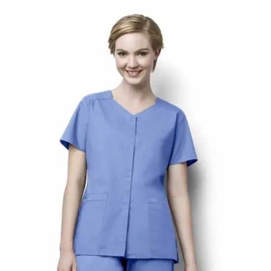 Wink WonderWORK Women's Short Sleeve Snap Front Scrub Top image {1}