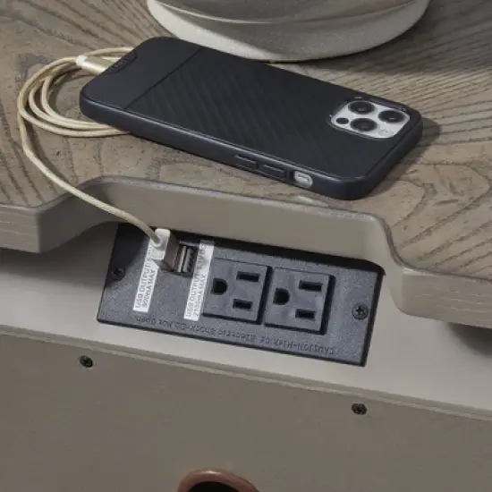 Signature Design by Ashley Ardenfield Three Drawer Night Stand with USB Ports, Light Brown image {3}