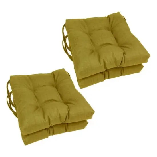Blazing Needles, 16-inch Spun Polyester Solid Outdoor Square Tufted Chair Cushions (Set of 4) image {4}