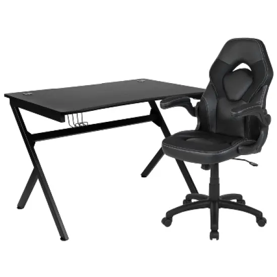 Flash Furniture Gaming Desk and Racing Chair Set with Cup Holder, Headphone Hook & 2 Wire Management Holes image {14}
