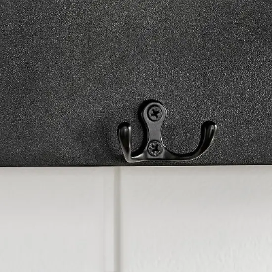 25.6" x 5.75 Wall Mounted Entryway Coat Rack with Decorative Ledge Shelf and Hooks Black - Danya B. image {8}