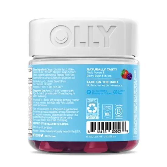 OLLY Kids' Multivitamin + Probiotic Gummies - Berry Punch image {4}