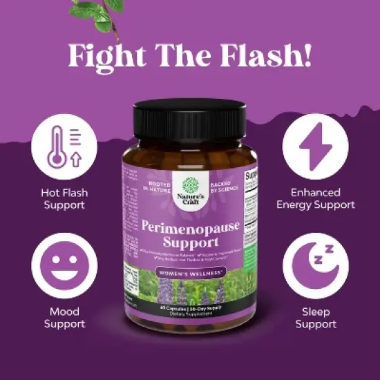 Perimenopause Support Capsules, Women's Pre Menopause Support, Women's Wellness Supplement, Nature's Craft, 60ct image {2}
