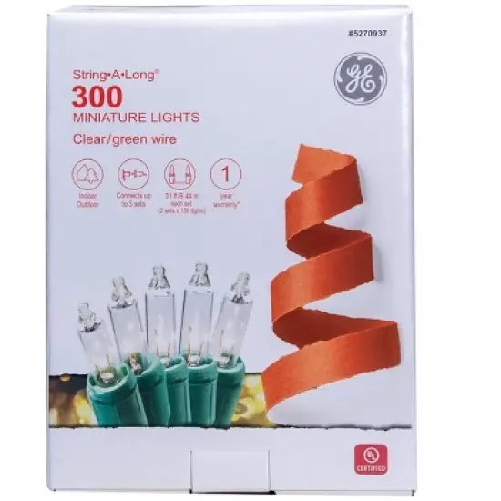 GE String-A-Long 300 Miniature String Lights Incandescent Clear Christmas Lights image {3}