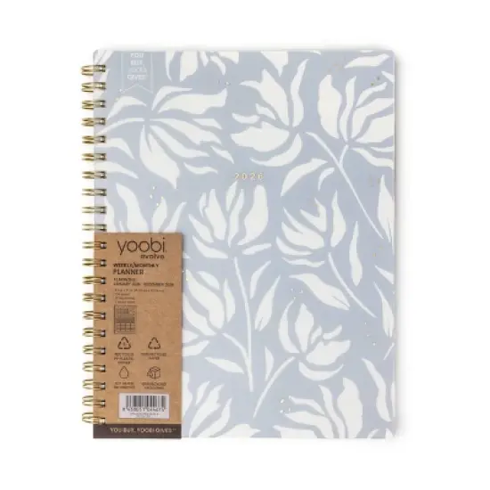 Yoobi Evolve 2026 12 Months Planner 8.5"x11" Weekly/Monthly Blue Floral image {4}