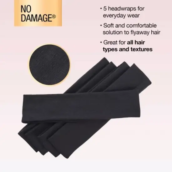 sc&uuml;nci No Damage Stretch Fabric Headbands - Black - All Hair - 5pcs image {4}