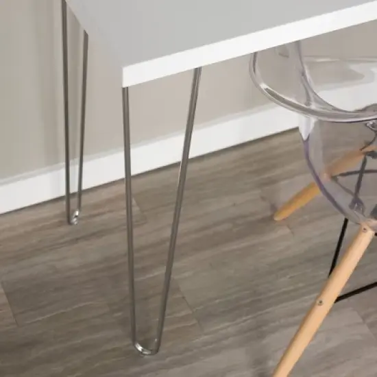 Gibby Modern Glam Hairpin Leg Writing Desk Faux White Marble - Saracina Home image {4}