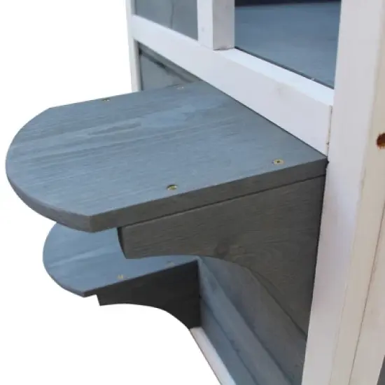 PawHut Solid Wood 2-Floor Cat Condo Kitten Shelter with Window image {5}