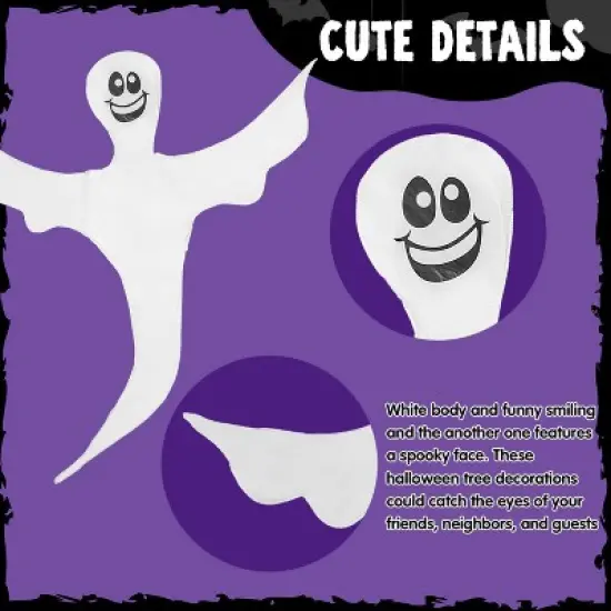 Joyfy 2Pcs 53" Halloween Bendable Tree Wrap Ghost, Smiling Ghost Hanging Decor Party Supplies for Tree, Porch, Yard, Lawn Outdoor image {4}