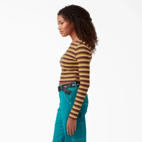 Dickies Women&rsquo;s Long Sleeve Striped Cropped T-Shirt image {2}