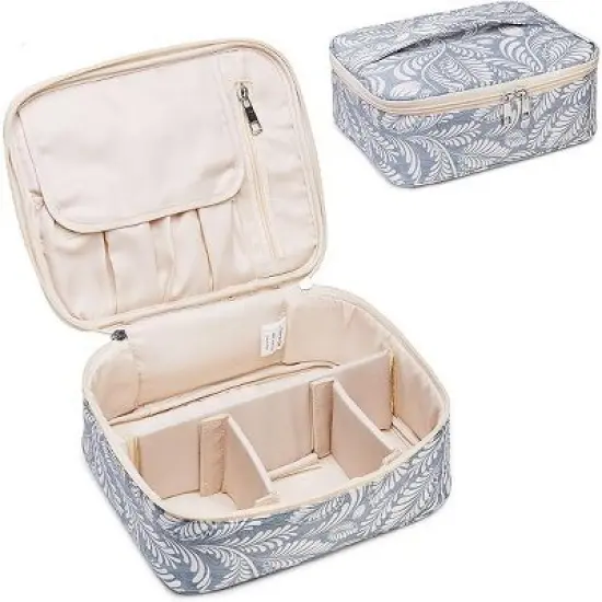 Narwey Travel Makeup Bag Large Cosmetic Bag Makeup Case Organizer for Women image {3}