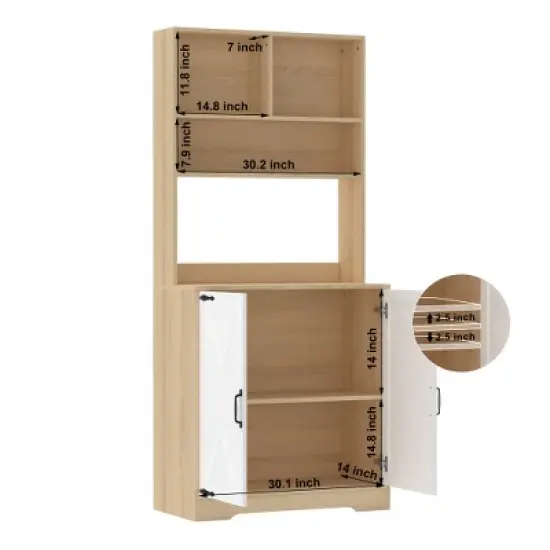 LIVAREEmlen Baker's Racks with 2 Doors and Shelves,Freestanding Larder Cupboard,Kitchen Pantry Storage Cabinet for Kitchen,Dining Room image {3}