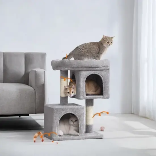 Cat Tree, 29.1-Inch Cat Tower, Cat Condo for Large Cats up to 11 lb, Large Cat Perch, 2 Cat Caves, Scratching Post, Cat Houses for Indoor Cats image {6}