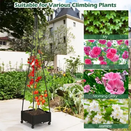 Tangkula 2PCS 81" Garden Obelisk Trellis for Climbing Plants Tall Plant Support w/ Wheels image {9}