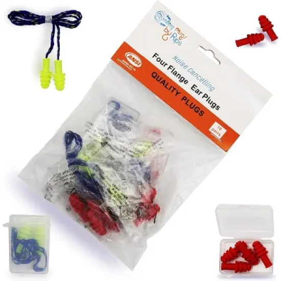 Quality Silicone Reusable Ear Plugs - 10 Pairs with 2 Plastic Cases 30dB Noise Cancelling with Strings for Adults Kids Sleeping Shooting Hunting Work image {6}