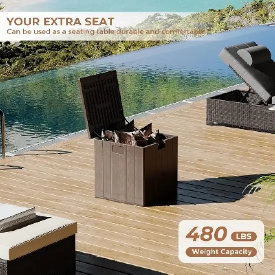 Outdoor Deck Box, 28 Gallon Resin Storage Container, Lockable Waterproof Storage Box image {2}