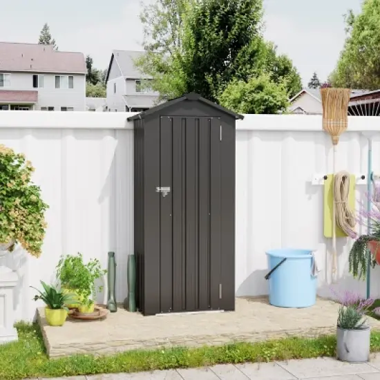 2.5&times;1.4 FT Small Outdoor Tool Shed with Adjustable Shelves, Weather-Resistant Metal Storage Shed for Backyard or Garden&ndash;The Pop Home image {1}