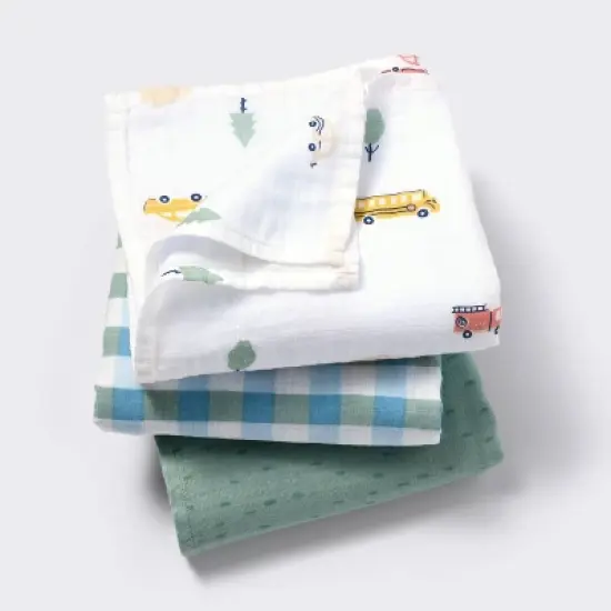 Muslin Swaddle Baby Blanket - Transportation - 3pk - Cloud Island&trade; image {4}