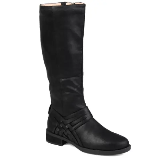 Journee Collection Womens Meg Wide Calf Stacked Heel Riding Boots image {8}