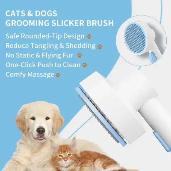 BABYYER Cat Brush Self Cleaning Slicker for Indoor Shedding Short Haired Dogs Grooming Supplies for Long Hair Pet Comb Essentials Tools image {2}