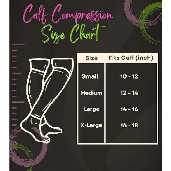 Tipi Toe Adult 3 Pairs Bright Colored Polar Playgrounds Calf Compression Tube Sleeves 12-14 mmHg Great for Athletic & Medical Use image {3}