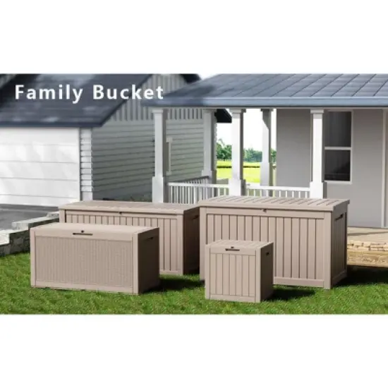 Sersper 230 Gallon Waterproof & UV Resistant Deck Box, Lockable, Light Gray - For Garden Tools & Outdoor Use (6 Pack) image {2}