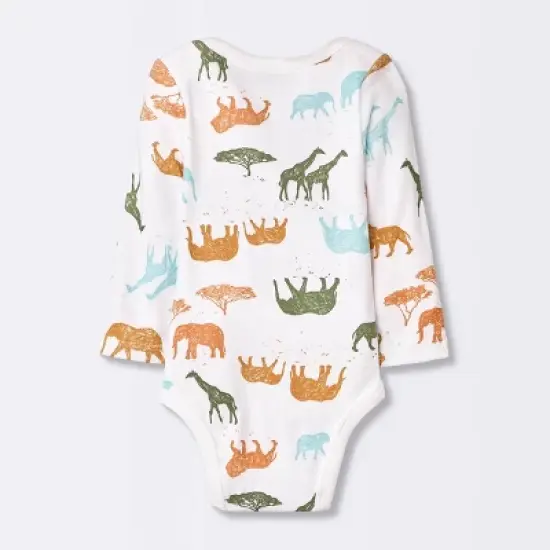  Baby 4pk Safari Animals Long Sleeve Bodysuit - Cloud Island&trade; image {1}