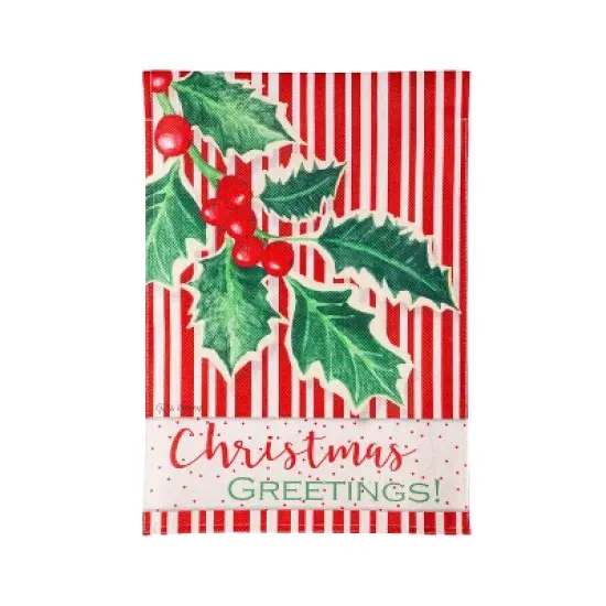 Evergreen Christmas Greetings Burlap Garden Flag 12 x 18 Inches Indoor Outdoor Decor image {7}
