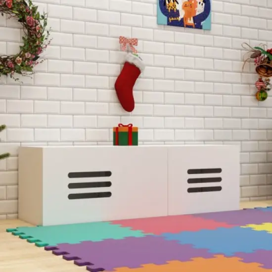 Chery Life White 59.05"L x 17.71"W x 18.89"H Modern Wooden Cat Box Furniture with Double Room, Giving Cats The Greatest Privacy Space image {3}