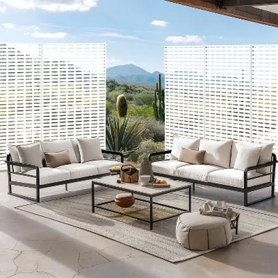 Lirago 72 in. White Galvanized Metal Outdoor Privacy Screens Garden Outdoor Fence image {2}