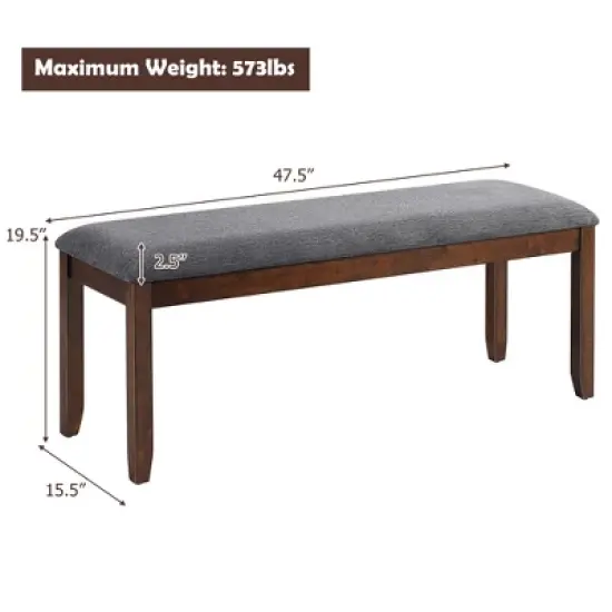 Costway Dining Bench Upholstered Entryway Bench Footstool Kitchen w/ Wood Legs image {3}