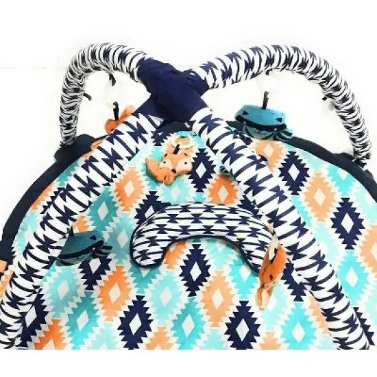 Bacati - Baby Activity Gyms & Playmats (Aztec Design/Print Aqua/Orange/Navy) image {1}