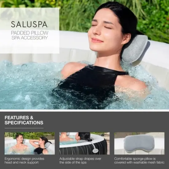 Bestway SaluSpa Fiji AirJet Inflatable Hot Tub with 120 Soothing Jets with Set of 2 Pool and Spa Seat and 2 Padded Headrest Pillows, Gray image {4}