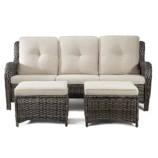 UPTIOT 73'' Polyethylene (PE) Wicker Outdoor Patio Sectional image {14}