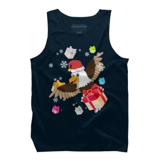 Men's Design By Humans Santa American Bald Eagle Christmas T-Shirt By thebeardstudio Tank Top image {5}