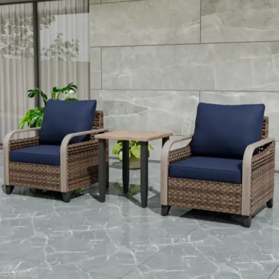 EAGLE PEAK Wicker Bistro Table and Chairs, Outdoor Bistro Set, Rattan Patio Furniture, Wicker Patio Chairs & Table, 3 Piece Set image {9}