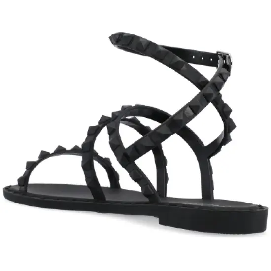 Journee Collection Womens Saphira Multi Strap Studded Jelly Sandal image {6}